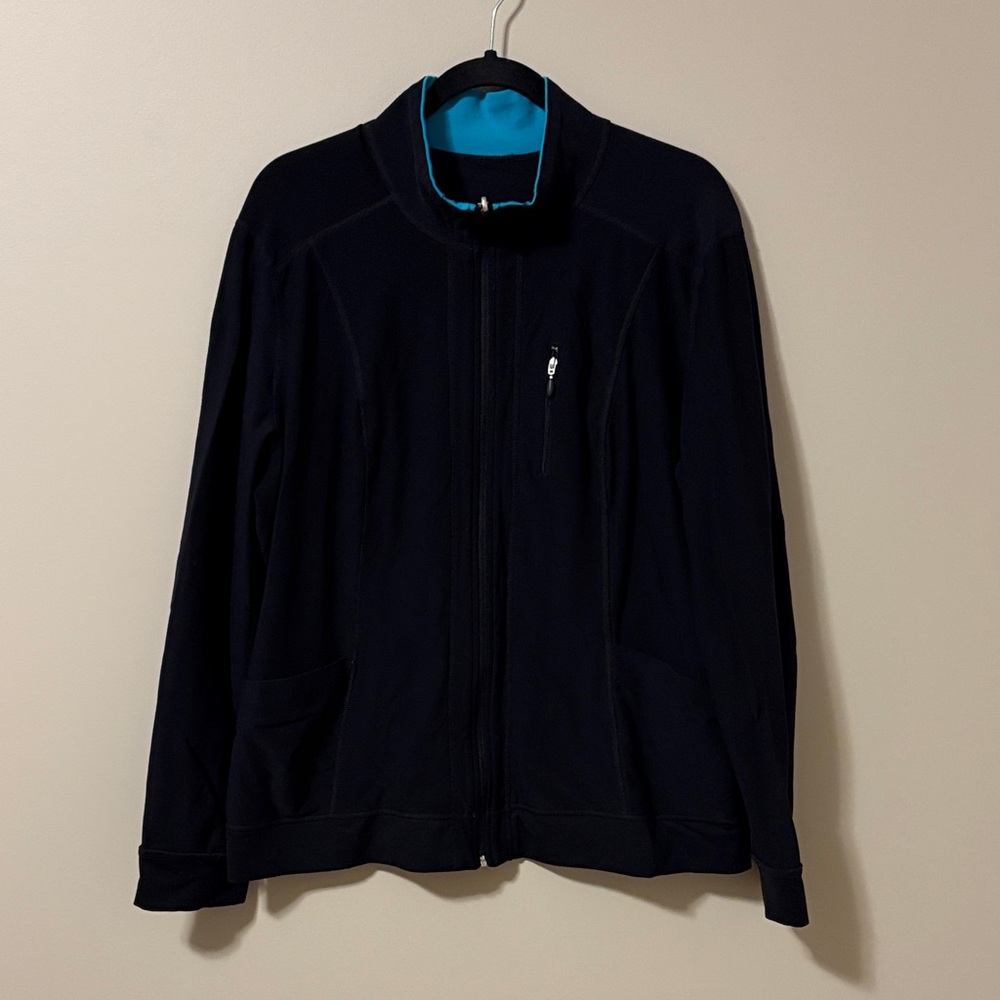 Jockey Women's Reversible Black and Teal Zip-Up Jacket